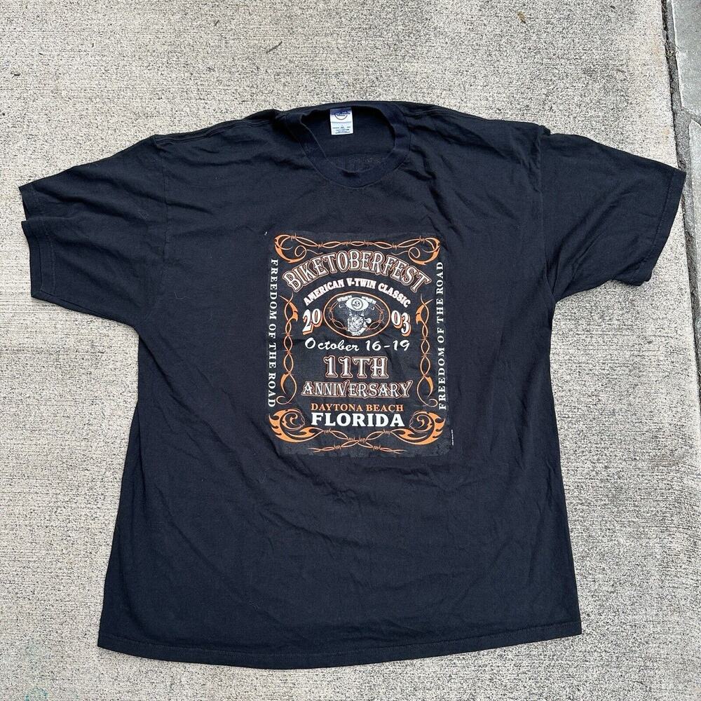 Vintage BiketoberFest Shirt Mens XXL Black Biker Rally Daytona Beach Motorcycle